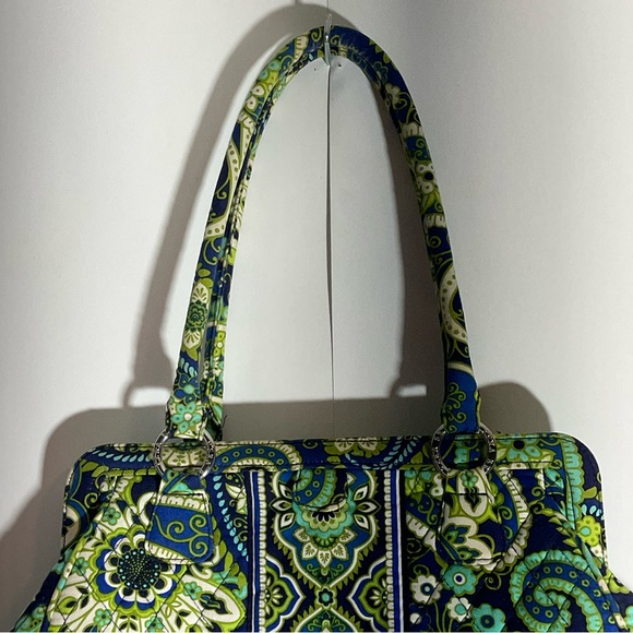 Vera Bradley Rhythm & Blues Structured Shoulder Bag Blue Greens Floral Pattern - Picture 5 of 16
